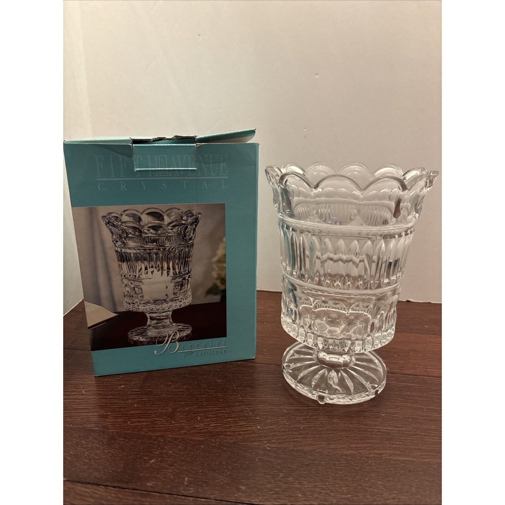Fifth Avenue Bracelet 7.5" Crystal Hurricane Candle Vase New In Box